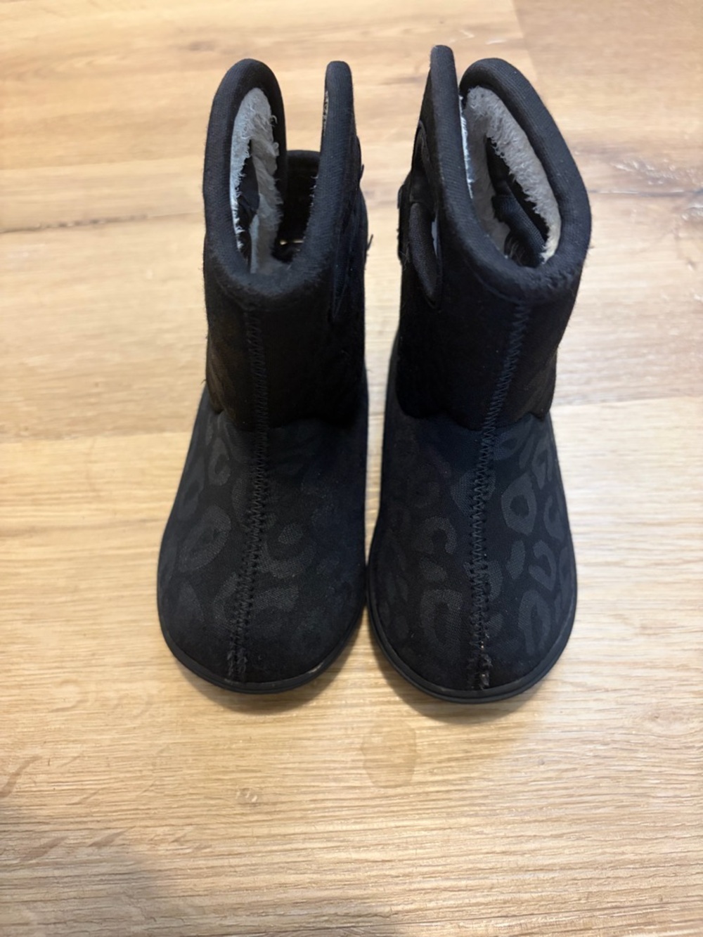 Bogs Kids Black Leopard-Pattern Winter Boots